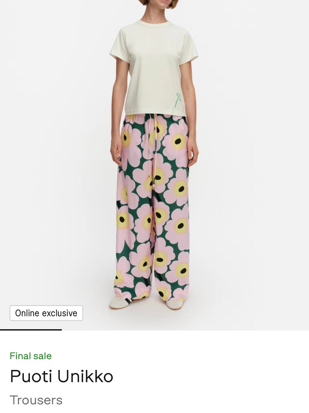 Marimekko Pink Floral Wide-Leg Pants